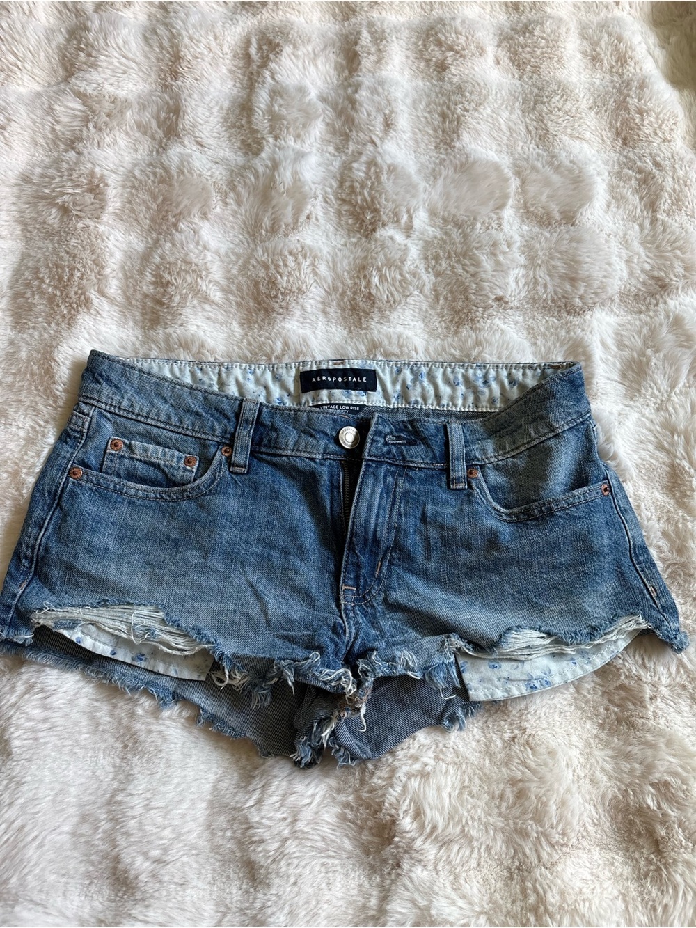 Aeropostale Medium Blue Distressed Denim Cutoff Shorts
